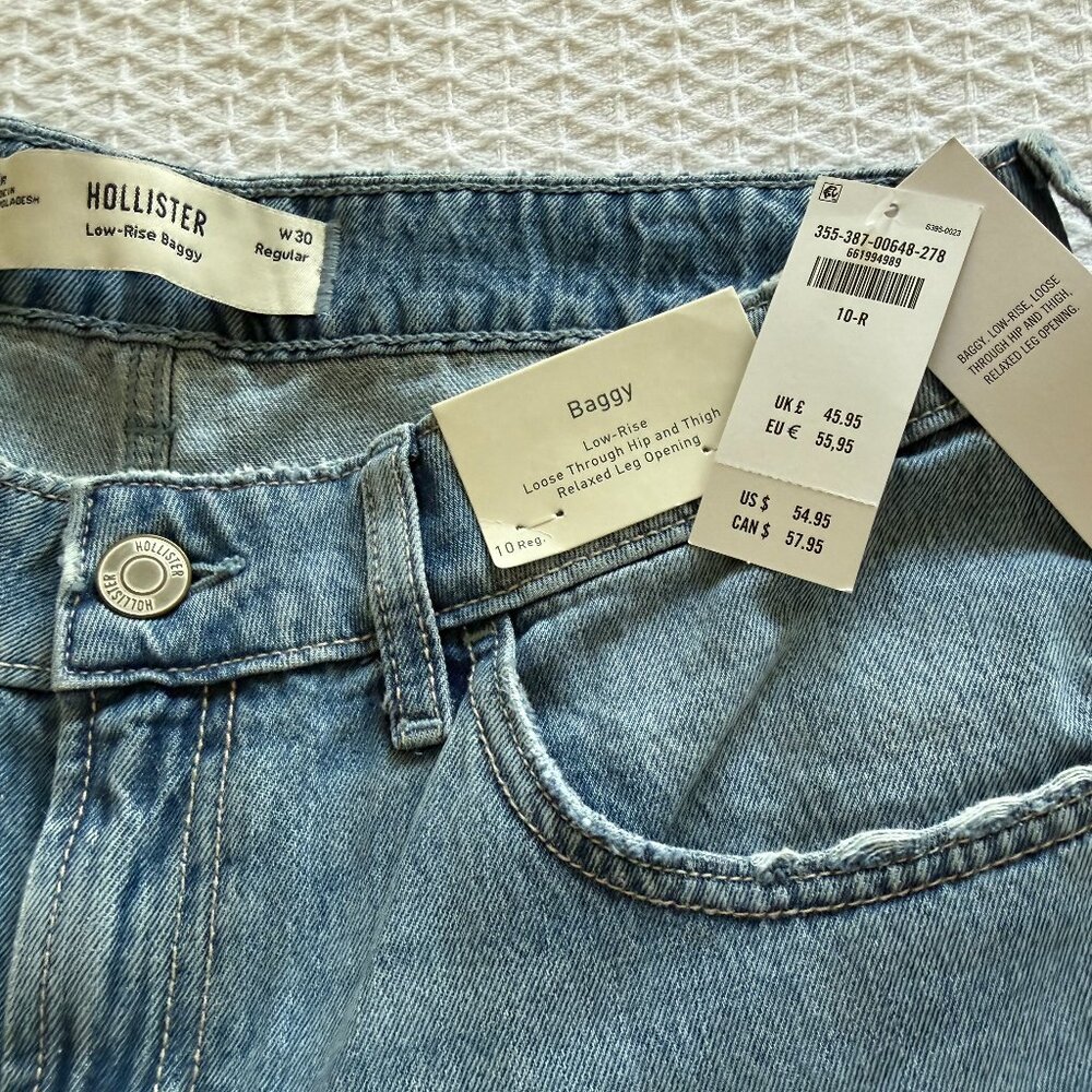 Women's Hollister Low-Rise Baggy Floral Embroidery Baggy Jeans